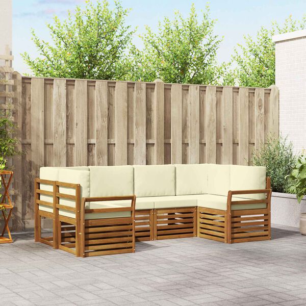 vidaXL Sofagarnituren 6 pcs Natur und Creme Massivholz Akazie