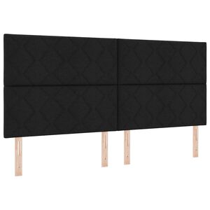 vidaXL LED Boxspringbett mit Matratze Schwarz 200 x 200 cm Stoff
