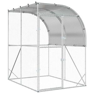 vidaXL H&uuml;hnerunterkunft Silber 200 x 200 x 215 cm Verzinkter Stahl