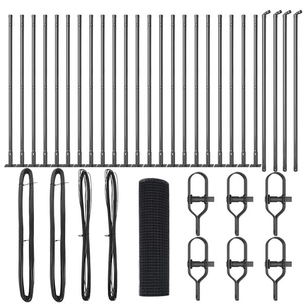 vidaXL Zaunpfosten Grau 50 x 0,8 m (12 x 12 mm Maschen) Stahl und PVC