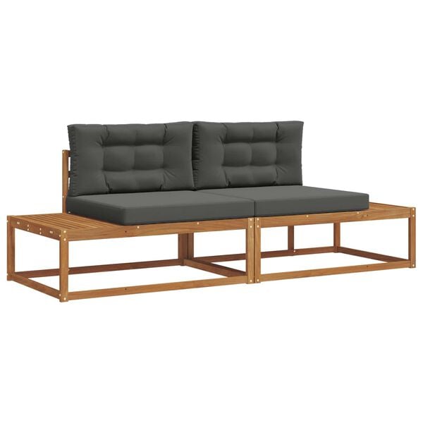 vidaXL Outdoor-Sofagarnitur mit Kissen 2 St&uuml;ck Natur und Anthrazit