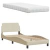 vidaXL Bett mit Matratze Creme 90x200 cm Stoff