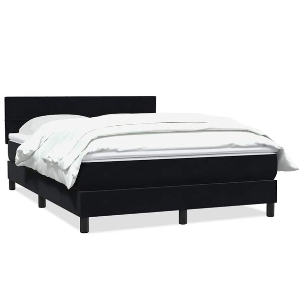 vidaXL Boxspringbett mit Matratze Schwarz 140x210 cm Samt