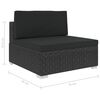 vidaXL 8-tlg. Garten-Lounge-Set mit Auflagen Poly Rattan Schwarz
