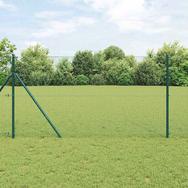 vidaXL Zaunpfosten Gr&uuml;n 25 x 1,2 m (25 x 25 mm Netz) Stahl und PVC