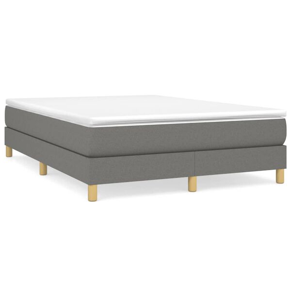 vidaXL Boxspringbett mit Matratze Dunkelgrau 140x200 cm Stoff