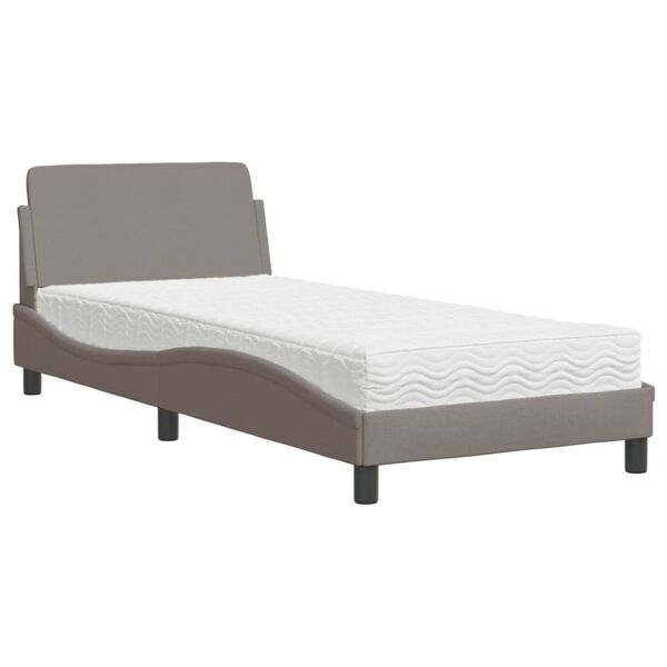vidaXL Bett mit Matratze "Dover" Taupe 80x200 cm Stoff