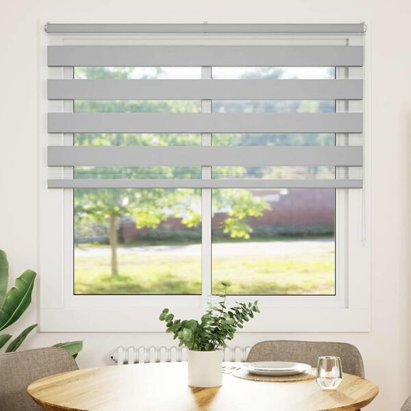 vidaXL Doppelrollo Hellgrau 145x150 cm Stoffbreite 140,9 cm Polyester