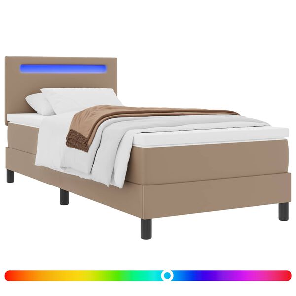 vidaXL Boxspringbett mit Matratze Cappuccino 90 x 200 cm Kunstleder
