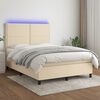 vidaXL Boxspringbett mit Matratze & LED Creme 140x190 cm Stoff
