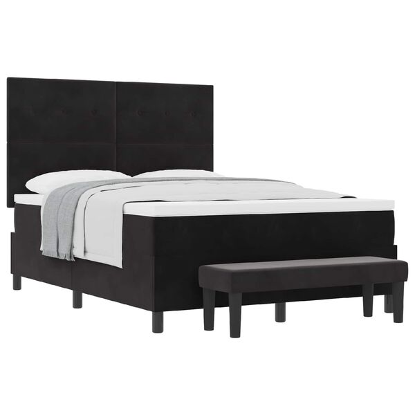 vidaXL Boxspringbett mit Matratze Schwarz 140 x 190 cm Samt
