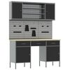 vidaXL Werkbank mit Speicher 10 pcs Schwarz Ingenieure Holz und Stahl