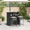 vidaXL 3-tlg. Gartenbar-Set mit Kissen Schwarz Poly Rattan
