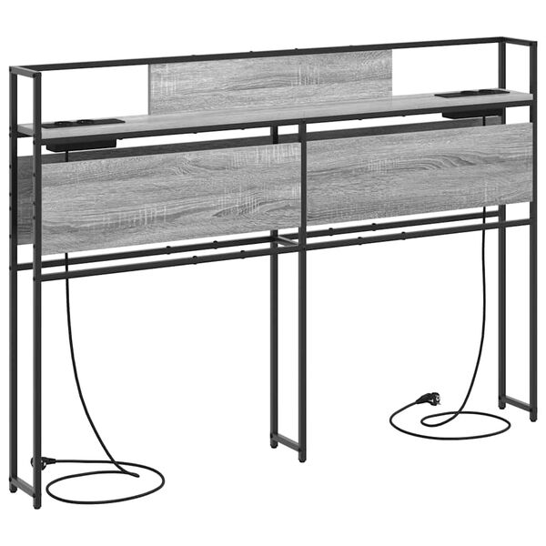 vidaXL Stauraum-Kopfteil mit Regal Grau Sonoma 140 cm Holzwerkstoff