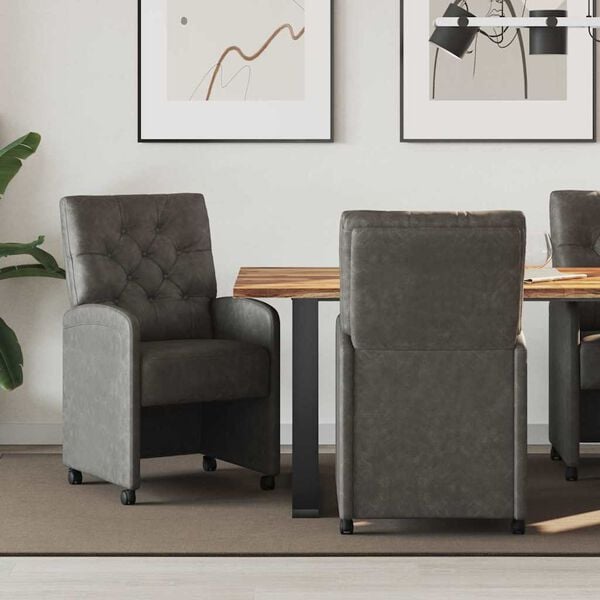 vidaXL Esszimmerst&uuml;hle mit Rollen 2 pcs Schwarz 58 x 67 x 97 cm