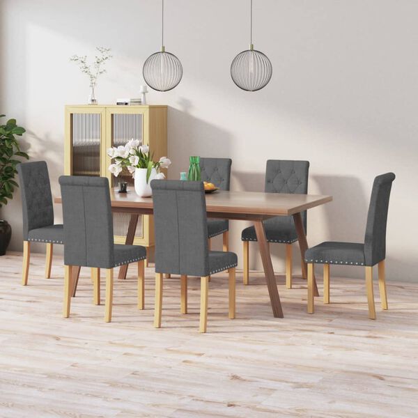 vidaXL Esszimmerst&uuml;hle 6 Stk. Dunkelgrau Stoff