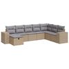 vidaXL 8-tlg. Garten-Sofagarnitur mit Kissen Beige Poly Rattan