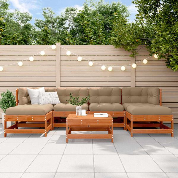 vidaXL Garten-Lounge-Set 7 pcs Wachsbraun Massives Kiefernholz