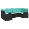 vidaXL Gartensofa-set 6 stk. Schwarz und T&uuml;rkis Poly-Rattan