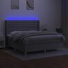 vidaXL Boxspringbett mit Matratze & LED Hellgrau 180x200 cm Stoff