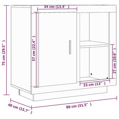 vidaXL Sideboard Weiß/Sonoma-Eiche 80x40x75 cm