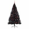 vidaXL K&uuml;nstlicher vorbeleuchteter Weihnachtsbaum Schwarz 210 cm PVC