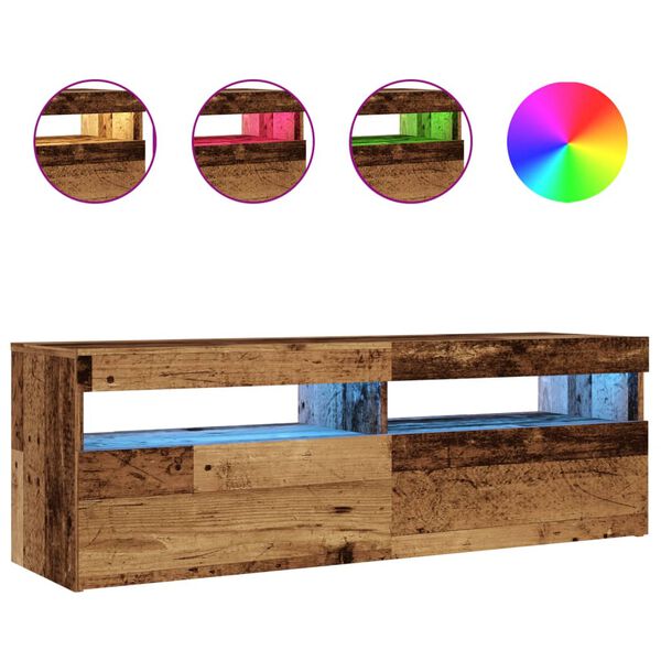 vidaXL TV-Schrank mit LED Altholz-Optik 120x35x40 cm Holzwerkstoff