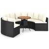 vidaXL 7-tlg. Garten-Sofagarnitur mit Auflagen Poly Rattan Schwarz