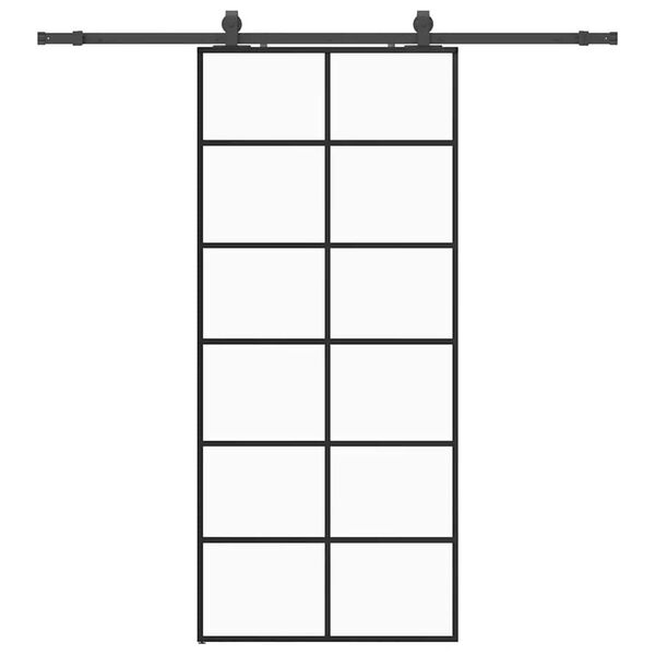 vidaXL Schiebet&uuml;r mit Beschlag Schwarz 90x205 cm ESG-Glas