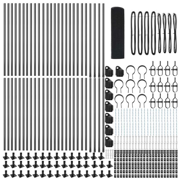 vidaXL Zaunpfosten Grau 100 x 0,5 m (25 x 25 mm Maschen) Stahl und PVC