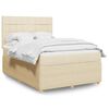 vidaXL Boxspringbett mit Matratze Creme 160x200 cm Stoff