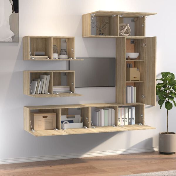 vidaXL 6-tlg. TV-Schrank-Set Sonoma-Eiche Holzwerkstoff