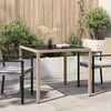 vidaXL Gartentisch 90x90x75 cm Geh&auml;rtetes Glas Poly Rattan Beige