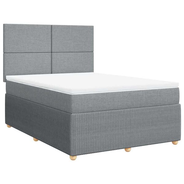 vidaXL Boxspringbett mit Matratze Hellgrau 140x190 cm Stoff