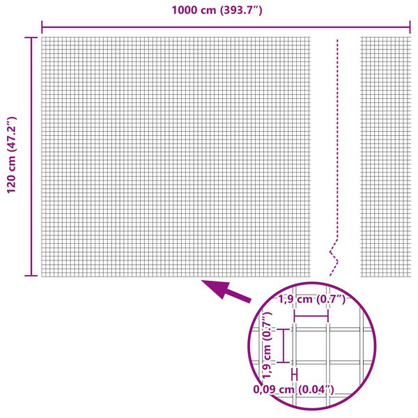 vidaXL Geschweißter Drahtzaun Grün 1,2 x 10 m Stahl