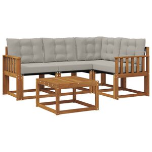 vidaXL Outdoor-Sofagarnitur mit Kissen 5 pcs Nat&uuml;rlich und Hellgrau