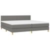 vidaXL Boxspringbett mit Matratze & LED Dunkelgrau 200x200 cm Stoff