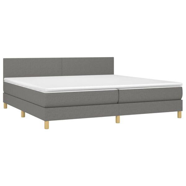 vidaXL Boxspringbett mit Matratze & LED Dunkelgrau 200x200 cm Stoff
