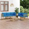 vidaXL 6-tlg. Garten-Lounge-Set mit Hellblauen Kissen
