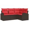vidaXL Gartensofa-set mit Kissen 4 pcs Braun und Rot Poly-Rattan
