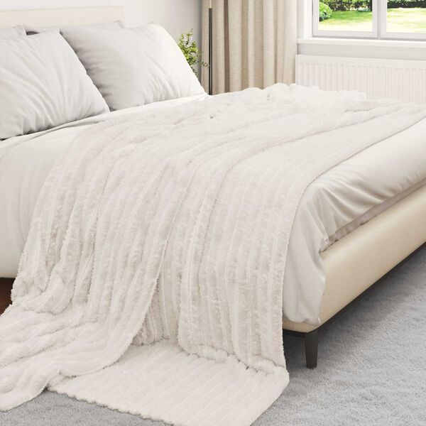 vidaXL &Uuml;berwurfdecke Creme 240 x 220 cm Fleece