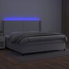 vidaXL Boxspringbett mit Matratze & LED Weiß 200x200 cm Kunstleder