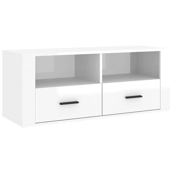 vidaXL TV-Schrank Hochglanz-Weiß 100x35x40 cm Holzwerkstoff
