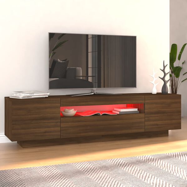 vidaXL TV-Schrank mit LED-Leuchten Braun Eichen-Optik 160x35x40 cm