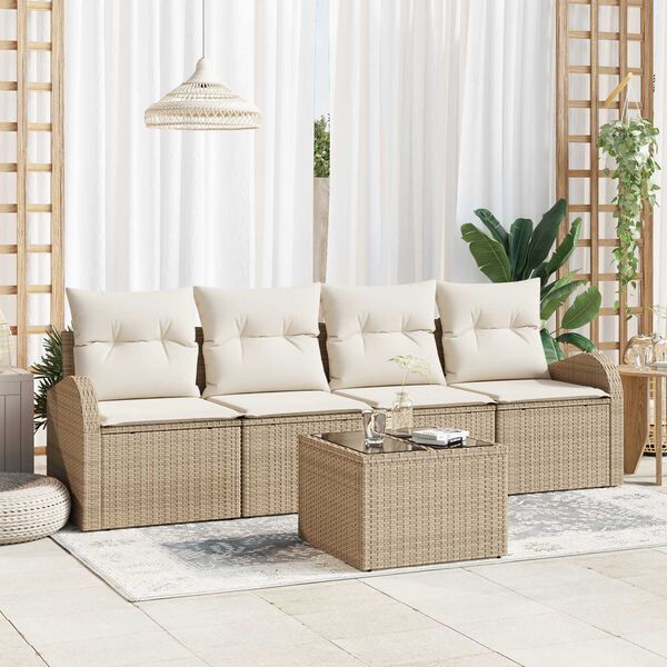 vidaXL Gartensofa-set Beige 55 x 55 x 37 cm Poly-Rattan