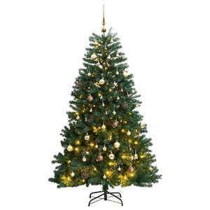 vidaXL K&uuml;nstlicher Weihnachtsbaum Klappbar 300 LEDs & Kugeln 180 cm