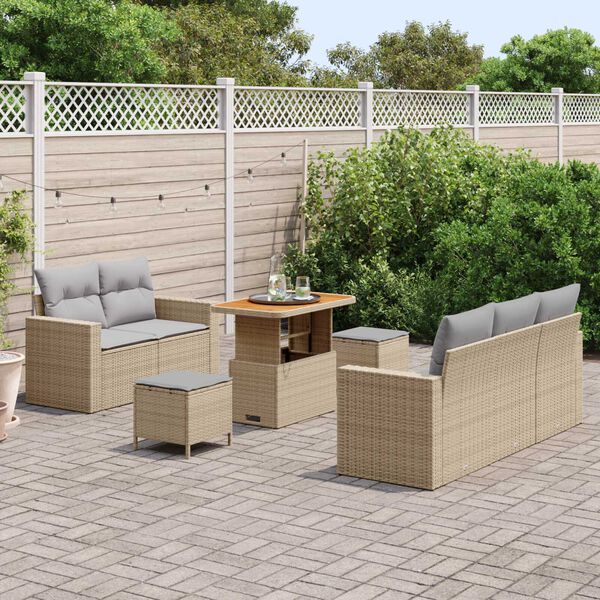 vidaXL Gartensofa-set mit Kissen 8 pcs Beige Poly-Rattan