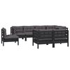 vidaXL 8-tlg. Garten-Lounge-Set mit Kissen Schwarz Massivholz Kiefer
