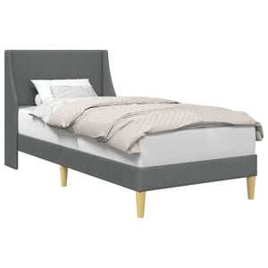 vidaXL Bettrahmen mit Kopfteil Dunkelgrau 90 x 190 cm Stoff