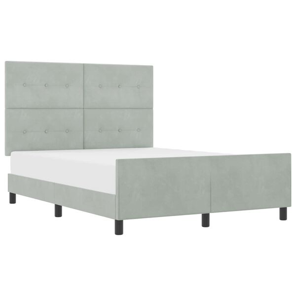 vidaXL Boxspringbett mit Kopfteil Hellgrau 140 x 200 cm Samt